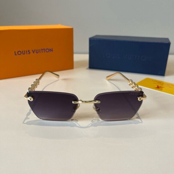 Louis Vuitton Gold Metal Frame Purple Sunglasses - Picture 1 of 8